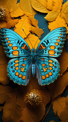 Golden Serenade: A Realistic Illustration of Butterfly on Bloom