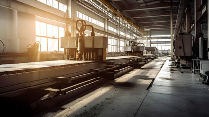 Obraz premium CNC turning drill milling factory processes steel turbine part process. Metal machine tools industry banner. Generation AI.