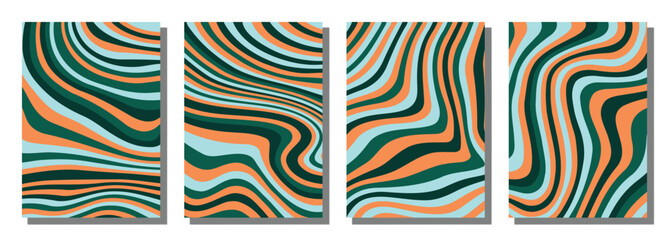 Abstract psychedelic groovy set background.