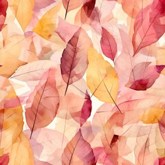 Autumn leaves background. Picturesque, watercolor Seamless pattern of autumn leaves. Use it as a print on fabric, packaging, and the design of postcards.
