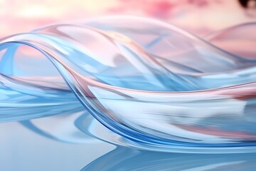 Fototapeta premium Abstract transparent glossy glass wave background.