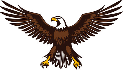 Illustration of wild bald eagle mascot. Vector.