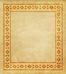 Decorative ethnic border on a piece of parchment. Native Americans style. 