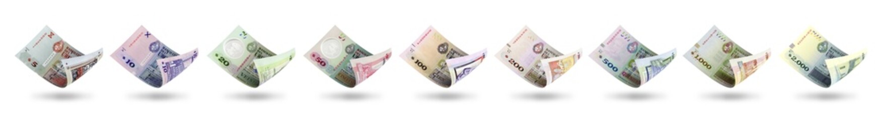 Set of Uruguayan peso notes in different denominations. 3d illustration