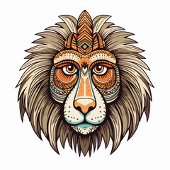 Baboon tshirt design graphic, cute happy kawaii style, clear outline