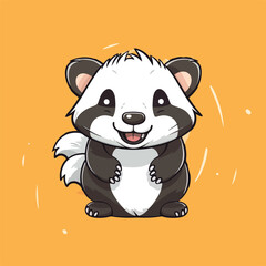 Badger tshirt design graphic, cute happy kawaii style, clear outline