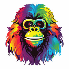 Gorilla tshirt design graphic, cute happy kawaii style