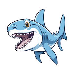 Hammerhead shark tshirt design graphic, cute happy kawaii style