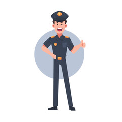 police character illustration in flat design style