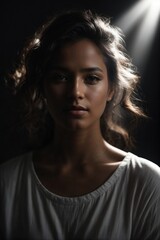 Portait of a young woman, Dramatic pose, Generative AI Illustration