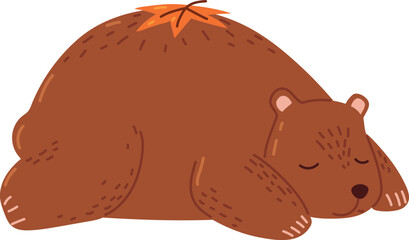 bear and autumn leaf icon