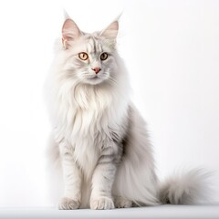 Obraz premium A minimalist photograph of a cat in front of a solid white color background