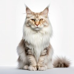 Obraz premium A minimalist photograph of a cat in front of a solid white color background