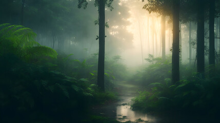 Amanecer en el bosque