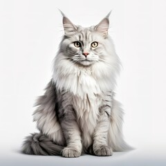 Fototapeta premium A minimalist photograph of a cat in front of a solid white color background