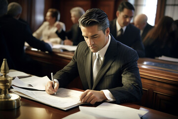 Woman man person judge in courtroom Generative AI picture modern technology