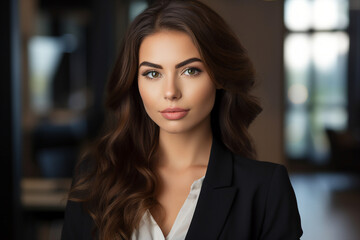 Obraz premium Young businesswoman standing confident in front of corporate building High quality photo Generative AI