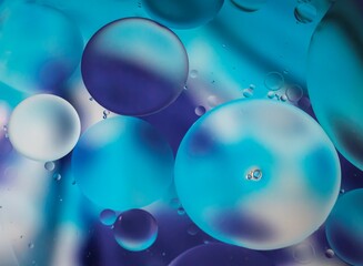 oil and water in blue