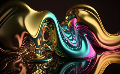 Abstract colorful metallic liquid background, Generative AI