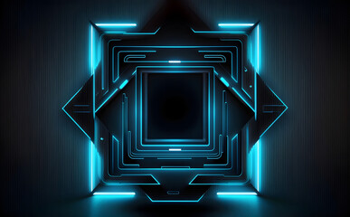 Abstract futuristic blue glowing background, Generative AI
