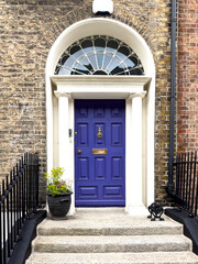 A famous purple painted Georgian door in Dublin, Ireland