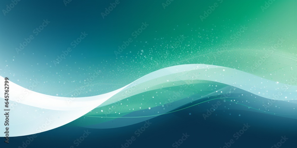 Poster abstract vector: green and blue lines with white sparkles in a stylish white and blue artistic compo