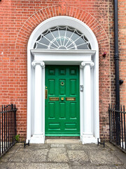 A famous green painted Georgian door in Dublin, Ireland