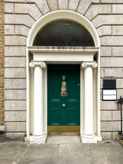 A famous green painted Georgian door in Dublin, Ireland