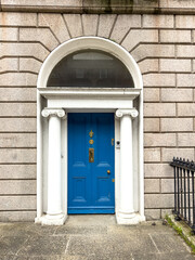 A famous blue painted Georgian door in Dublin, Ireland	
