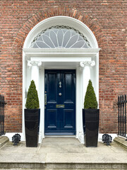 A famous blue painted Georgian door in Dublin, Ireland	