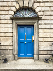 A famous blue painted Georgian door in Dublin, Ireland	