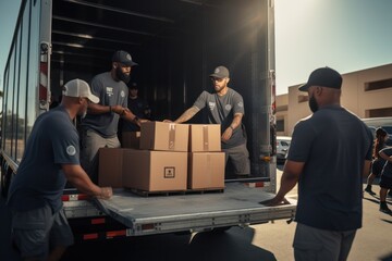 skilled home furniture moving crew assists in packing truck, professional moving experience.