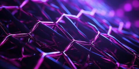 anopunk Textile Innovation: High-Tech Microfiber Fabric Macro View with Violet Mesh and Black Stripes, Inspiring Future Tech and Science