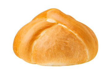 Light round loaf bread whole, side view, isolated on white background with clipping path