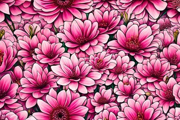 seamless pattern with pink flowers4k HD quality photo. 