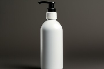 Simplicity in design white pump bottle against gray background