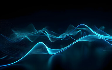 Abstract blue smooth wave background, Generative AI