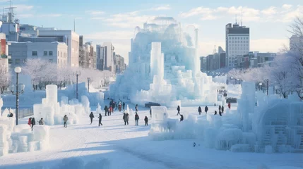 Photo sur Plexiglas Chicago Sapporo Snow Festival Japan: Generative AI