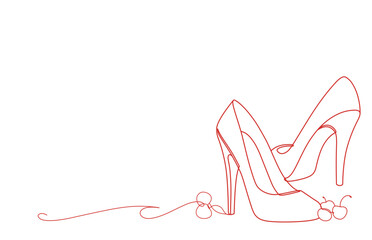 woman high-heeled shoes outline vector. continuous line art lady lifestyle hobies drawing illustration
