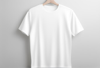 A people wearing a light-colored white T-shirt elegant white sign. white t-shirt for copy Space for font or ideas, A space for putting characters or creating anything. Generative AI, illustration - obrazy, fototapety, plakaty