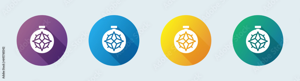 Wall mural Compass solid icon in flat design style. Exploration signs vector illustration.