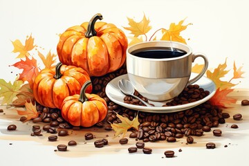 cup of coffee and pumpkin