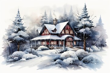 Fototapeta na wymiar house in the snow