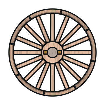 Wheel of cart vector icon.Color vector icon isolated on white background wheel of cart.