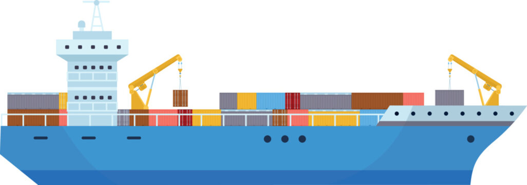 Cargo ship icon. Sea freight container transport