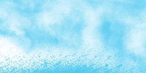 Abstract gradient light sky blue shades watercolor background on white paper texture. Aquarelle painted textured canvas design. sky blue shades watercolor background on white paper texture.