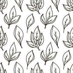 Leaf seamless pattern isolated. Doodle hand drawn art. Cartoon vector stock illustration. EPS 10