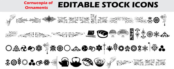 Creative Cornucopia of Ornament Editable Stock Icon Design
