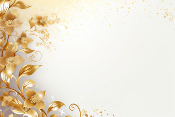 Gold color wedding card with flowers design