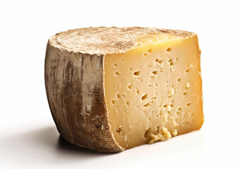 Pecorino cheese large piece on white background.Macro.AI Generative - obrazy, fototapety, plakaty